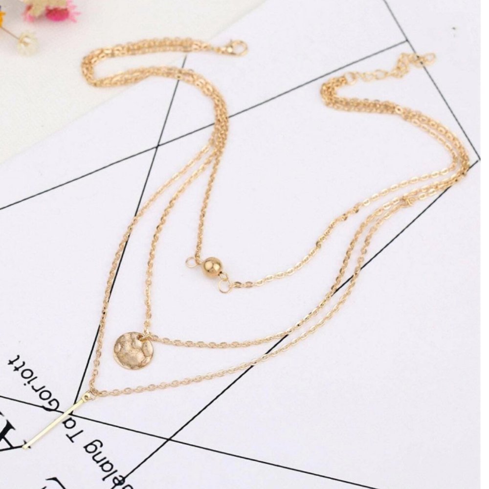 Gold Color Three Layer Chain With Evil Eye Charm … - image 2